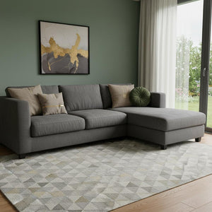 HomeRoots 10' Taupe Gold and Ivory Geometric Washable Area Rug – UV Protected, Durable, Stylish for Living Spaces 651256