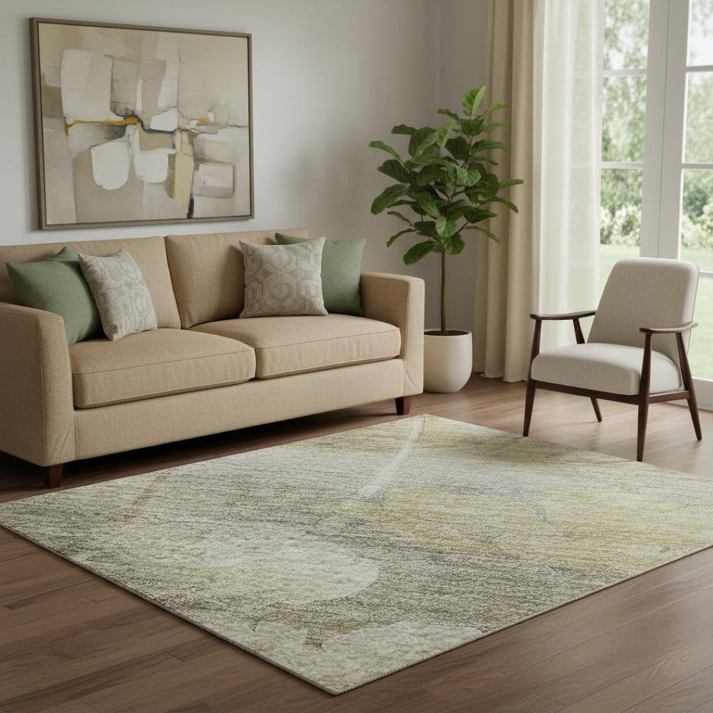 HomeRoots 5' X 8' Beige Gray Ivory Floral Area Rug – Washable, UV Protected, Durable & Stylish for Every Home 651258