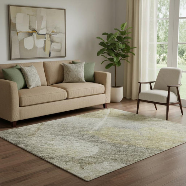 HomeRoots 5' X 8' Beige Gray Ivory Floral Area Rug – Washable, UV Protected, Durable & Stylish for Every Home 651258