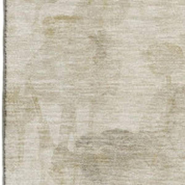 HomeRoots 9' X 12' Washable Floral Area Rug - Beige, Gray & Ivory with UV Protection for High-Traffic Homes 651261