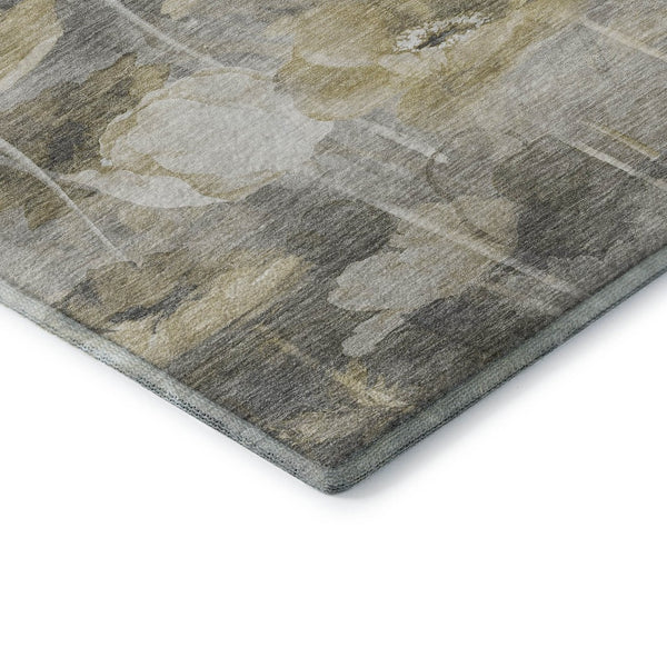 HomeRoots 10' X 14' Floral Area Rug in Beige, Gray & Ivory - Washable, Stain Resistant, UV Protected Design 651262