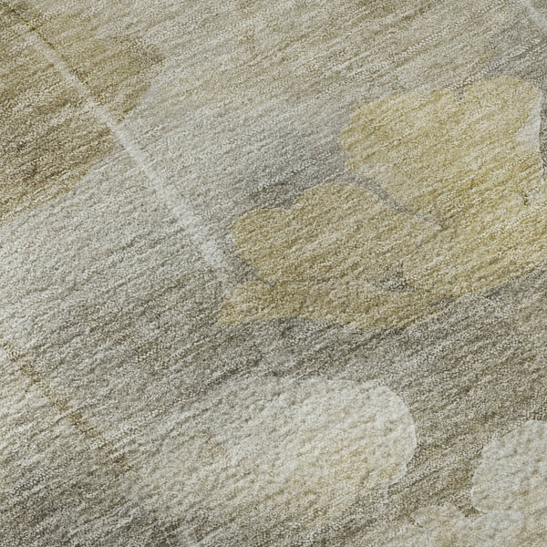 HomeRoots 10' X 14' Floral Area Rug in Beige, Gray & Ivory - Washable, Stain Resistant, UV Protected Design 651262