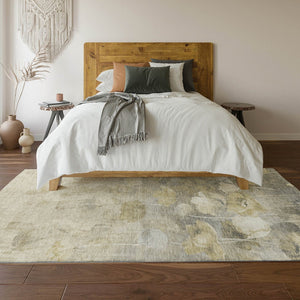 HomeRoots 10' X 14' Floral Area Rug in Beige, Gray & Ivory - Washable, Stain Resistant, UV Protected Design 651262
