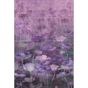 HomeRoots 10' X 14' Floral Area Rug in Purple, Gray & Ivory - Washable, UV Protected, Durable & Stylish Decor 651274