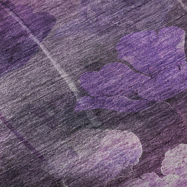 HomeRoots 10' X 14' Floral Area Rug in Purple, Gray & Ivory - Washable, UV Protected, Durable & Stylish Decor 651274