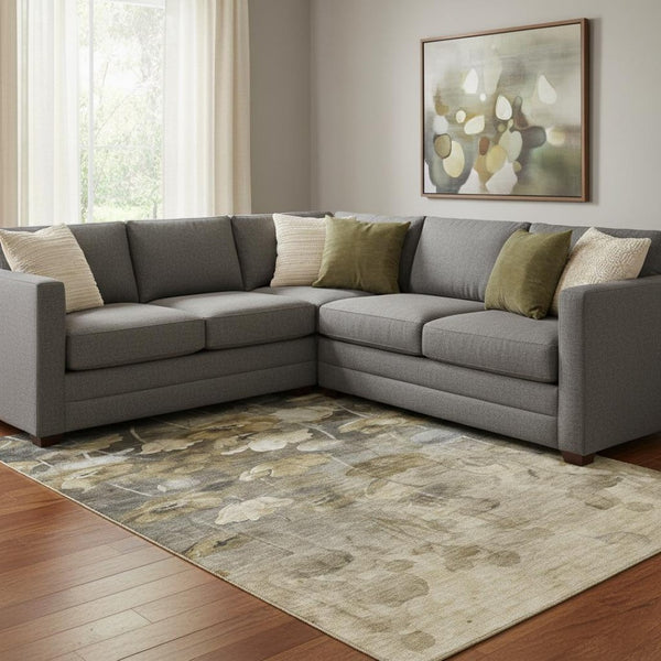 HomeRoots 8' X 10' Elegant Taupe Gold Ivory Floral Area Rug – Washable, UV Protected & Ideal for Any Room! 651278