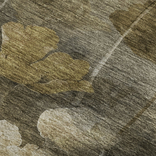 HomeRoots 9' X 12' Elegant Taupe Gold Ivory Floral Area Rug - Stain Resistant, UV Protected & Washable Design 651279