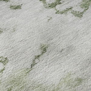HomeRoots 8' X 10' Artichoke Green Gold Ivory Abstract Washable Area Rug – Durable, UV-Protected, Modern Style 651284