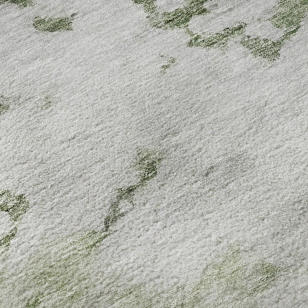 HomeRoots 8' X 10' Artichoke Green Gold Ivory Abstract Washable Area Rug – Durable, UV-Protected, Modern Style 651284