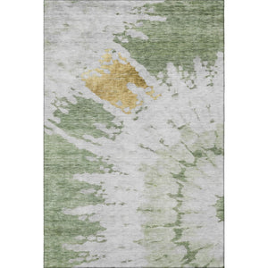 HomeRoots 10' Artichoke Green, Gold & Ivory Abstract Washable Area Rug - UV Protected & Stain Resistant! 651286