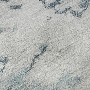 HomeRoots 9' X 12' Abstract Area Rug in Blue, Gold & Ivory - Washable, Stain-Resistant, UV Protected Elegance 651291