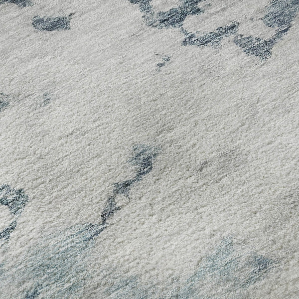 HomeRoots 9' X 12' Abstract Area Rug in Blue, Gold & Ivory - Washable, Stain-Resistant, UV Protected Elegance 651291