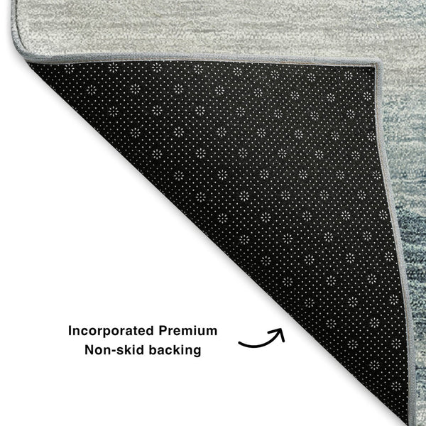 HomeRoots 10' Blue Gold Ivory Abstract Washable Area Rug - Stylish, Durable, Stain-Resistant & UV Protected! 651292