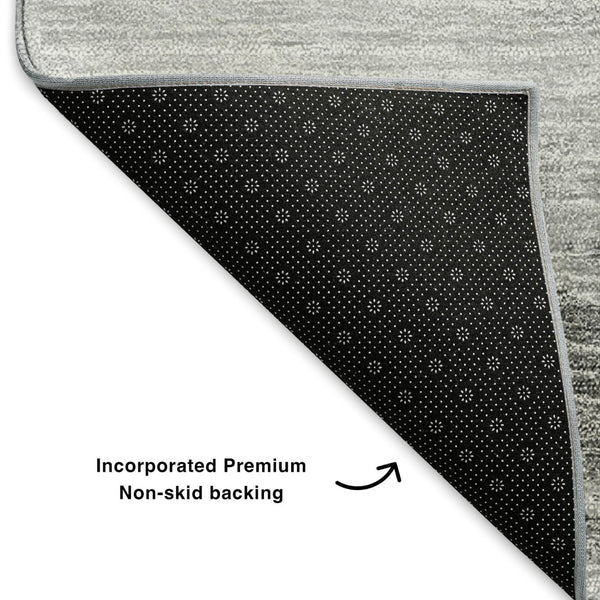 HomeRoots 8' X 10' Contemporary Gray Gold Ivory Washable Area Rug with UV Protection for High-Traffic Spaces 651296