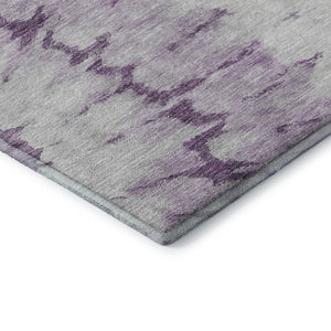 HomeRoots 8' Washable Round Rug in Purple, Gold & Ivory - UV Protected, Durable, Stylish for Family Spaces 651301