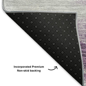 HomeRoots 8' X 10' Abstract Washable Area Rug in Purple, Gold & Ivory – Durable, UV-Protected & Stylish Design 651302