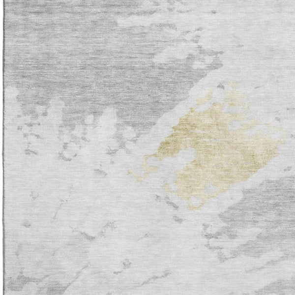 HomeRoots 5' X 8' Elegant Silver Gold Ivory Abstract Area Rug - Washable, UV Protected, Stain Resistant Design 651306