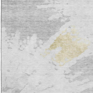 HomeRoots 8' X 10' Elegant Silver Gold Ivory Abstract Area Rug - Washable, UV Protected, Stain Resistant Design 651308