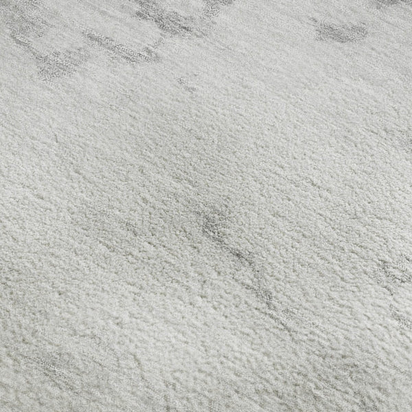 HomeRoots 9' X 12' Modern Abstract Washable Area Rug in Silver, Gold & Ivory – Stain Resistant with UV Protection 651309