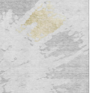 HomeRoots 10' X 14' Modern Abstract Washable Area Rug - Silver, Gold & Ivory with Stain Resistance & UV Protection 651310