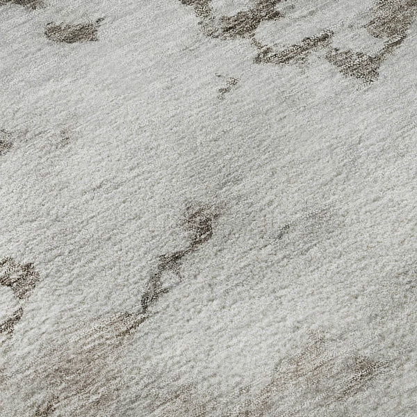 HomeRoots 5' X 8' Abstract Washable Area Rug in Taupe, Gold & Ivory - Durable, UV-Protected & Easy-Care Design 651312