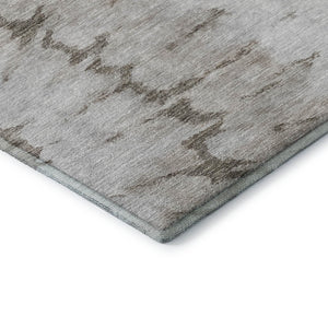 HomeRoots 8' Washable Round Rug in Taupe, Gold & Ivory - UV Protected, Stain Resistant, Perfect for Families! 651313