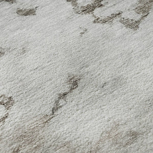 HomeRoots 8' X 10' Taupe Gold Ivory Abstract Area Rug - Washable, UV Protected, Stain Resistant for Modern Homes 651314
