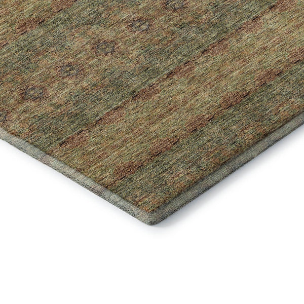 HomeRoots 8' Green And Copper Floral Medallion Rug - Washable, Durable, UV Protected for High-Traffic Areas 651319
