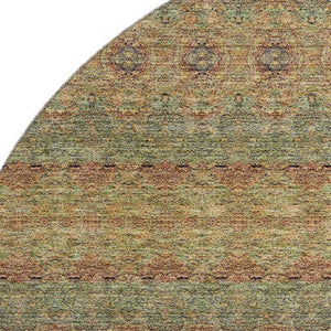 HomeRoots 8' Green And Copper Floral Medallion Rug - Washable, Durable, UV Protected for High-Traffic Areas 651319