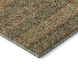 HomeRoots 8' X 10' Floral Medallion Area Rug in Green & Copper - Washable, Stain-Resistant, UV Protected Design 651320