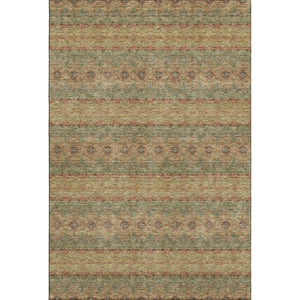 HomeRoots 9' X 12' Green and Copper Floral Medallion Area Rug - UV Protected, Washable, Stain Resistant, Durable 651321