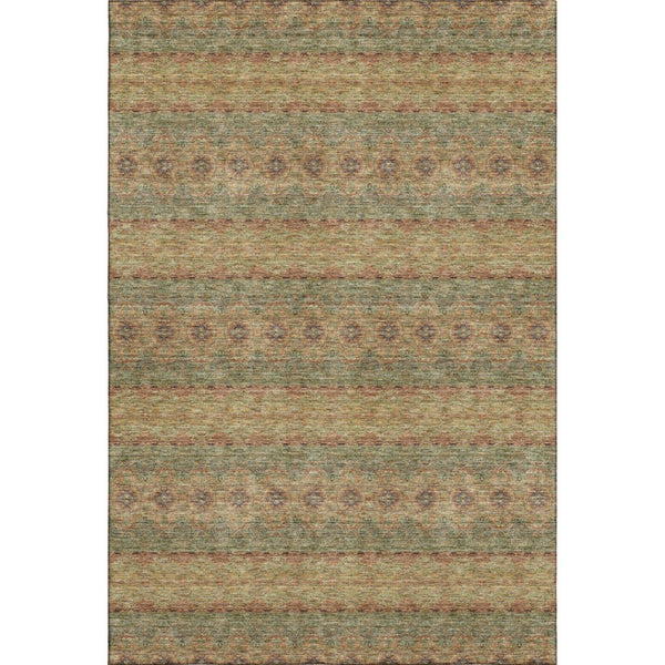 HomeRoots 9' X 12' Green and Copper Floral Medallion Area Rug - UV Protected, Washable, Stain Resistant, Durable 651321