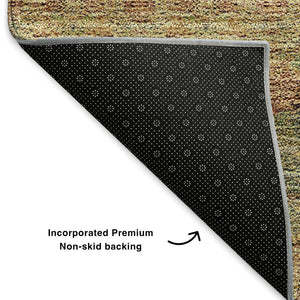 HomeRoots 9' X 12' Green and Copper Floral Medallion Area Rug - UV Protected, Washable, Stain Resistant, Durable 651321