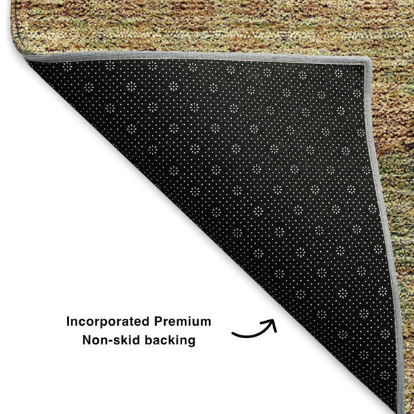 HomeRoots 9' X 12' Green and Copper Floral Medallion Area Rug - UV Protected, Washable, Stain Resistant, Durable 651321