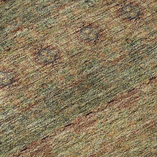 HomeRoots 9' X 12' Green and Copper Floral Medallion Area Rug - UV Protected, Washable, Stain Resistant, Durable 651321