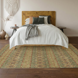 HomeRoots 9' X 12' Green and Copper Floral Medallion Area Rug - UV Protected, Washable, Stain Resistant, Durable 651321