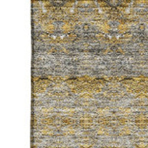 HomeRoots 8' X 10' Elegant Floral Medallion Area Rug in Gold, Blue & Ivory – Washable, UV-Protected & Durable 651326