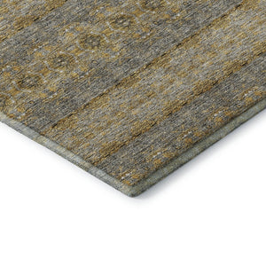 HomeRoots 8' X 10' Elegant Floral Medallion Area Rug in Gold, Blue & Ivory – Washable, UV-Protected & Durable 651326