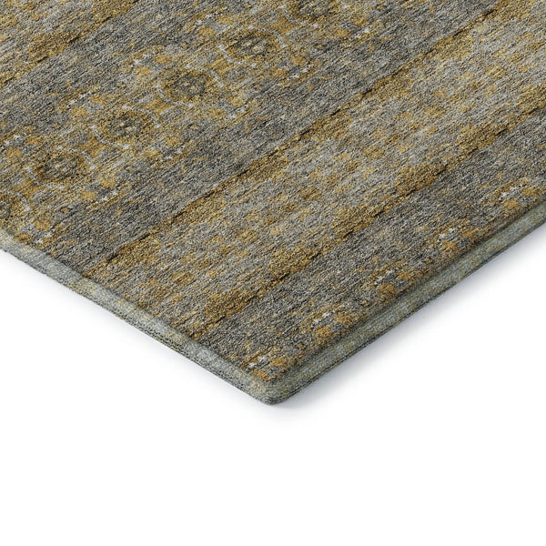 HomeRoots 8' X 10' Elegant Floral Medallion Area Rug in Gold, Blue & Ivory – Washable, UV-Protected & Durable 651326
