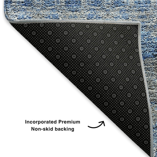 HomeRoots 5' X 8' Navy Gray Ivory Floral Medallion Area Rug - Washable, UV Protected & Stain-Resistant Design 651330