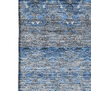 HomeRoots 5' X 8' Navy Gray Ivory Floral Medallion Area Rug - Washable, UV Protected & Stain-Resistant Design 651330