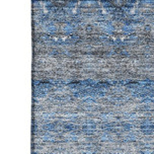 HomeRoots 5' X 8' Navy Gray Ivory Floral Medallion Area Rug - Washable, UV Protected & Stain-Resistant Design 651330