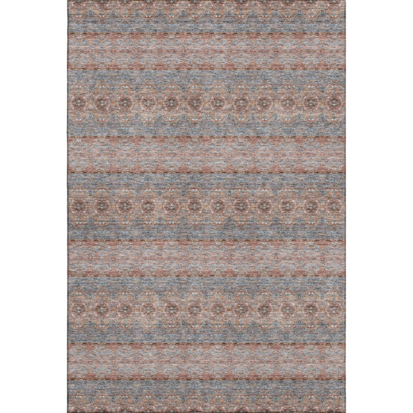 HomeRoots 5' X 8' Vibrant Chili Red Gray Ivory Floral Medallion Area Rug - Washable, UV Protected & Durable 651336