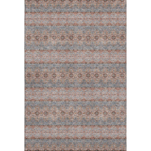 HomeRoots 8' X 10' Floral Medallion Area Rug in Chili Red, Gray & Ivory - Washable, UV Protected, Durable Design 651338