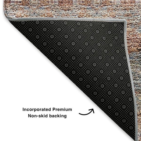 HomeRoots 8' X 10' Floral Medallion Area Rug in Chili Red, Gray & Ivory - Washable, UV Protected, Durable Design 651338