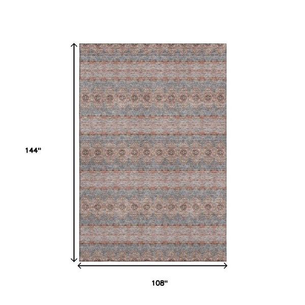 HomeRoots 9' X 12' Chili Red Floral Medallion Area Rug - Stylish, Stain-Resistant, UV Protected for Homes 651339