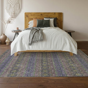 HomeRoots 5' X 8' Elegant Purple Gold & Blue Floral Medallion Area Rug - Washable, UV Protected & Stain Resistant 651342