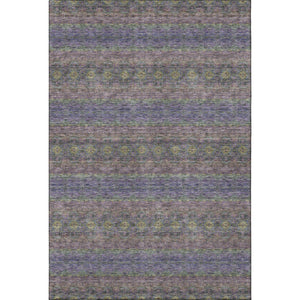 HomeRoots 5' X 8' Elegant Purple Gold & Blue Floral Medallion Area Rug - Washable, UV Protected & Stain Resistant 651342