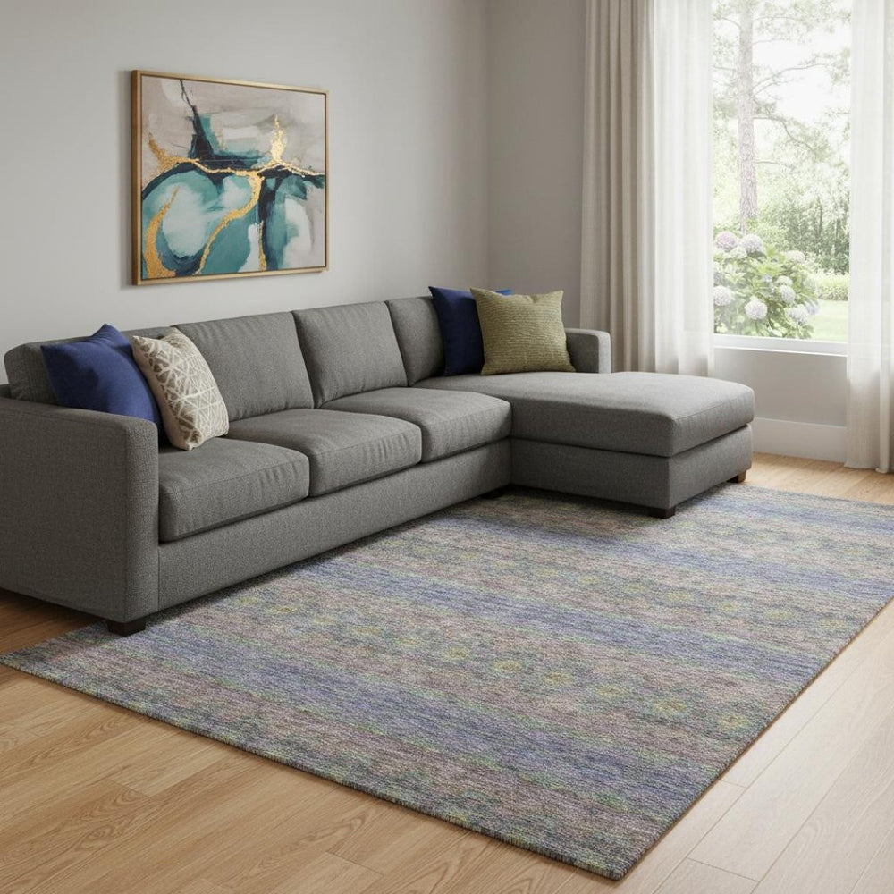 HomeRoots 8' X 10' Floral Medallion Area Rug in Purple, Gold & Blue - Washable, Stain Resistant, UV Protected! 651344