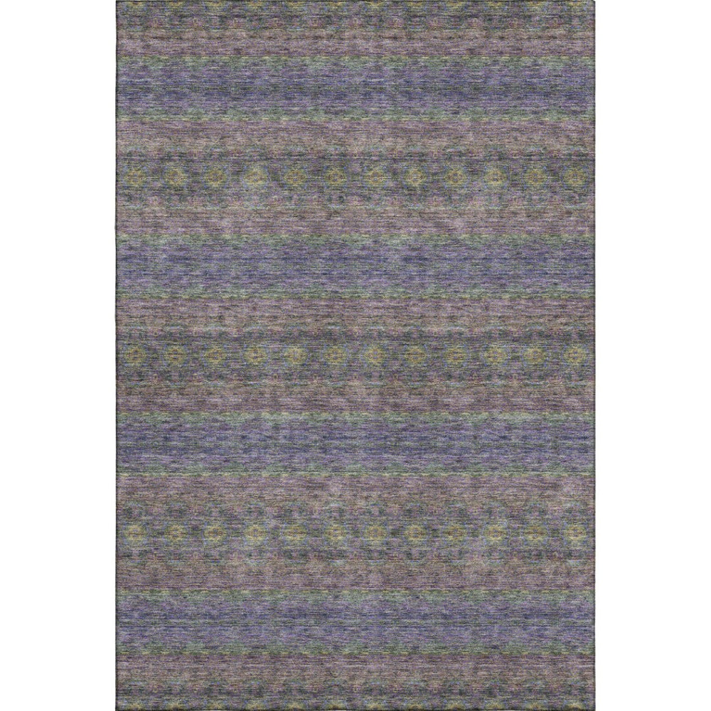 HomeRoots 9' X 12' Floral Medallion Area Rug in Purple, Gold & Blue - Washable, UV Protected & Stain Resistant 651345